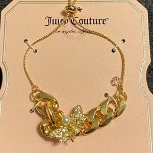 NWT•Juicy Couture Gold Cuban link Bee adj bracelet
